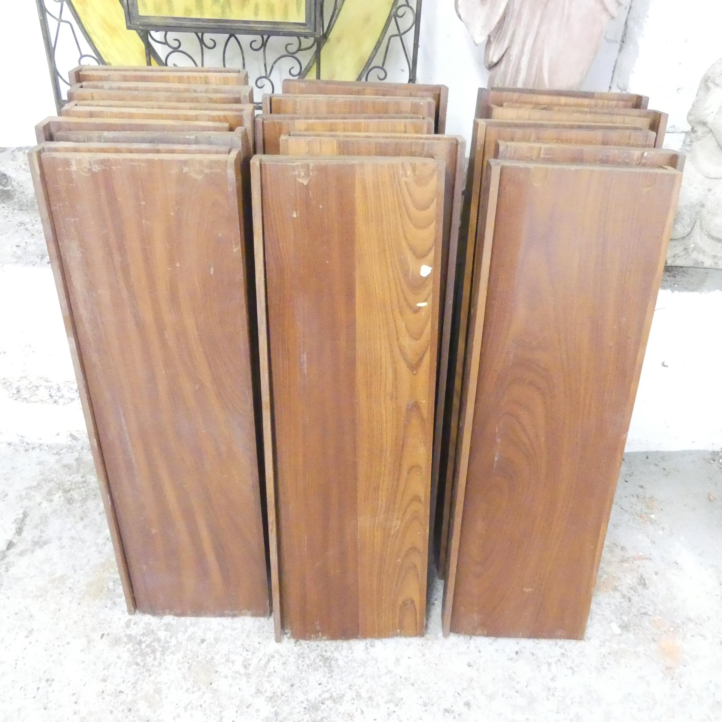 Thirty teak book shelves, ex University library. Each 91.5x26x6cm. Good used condition. To