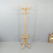 A beech bentwood hat and coat stand. Height 195cm.