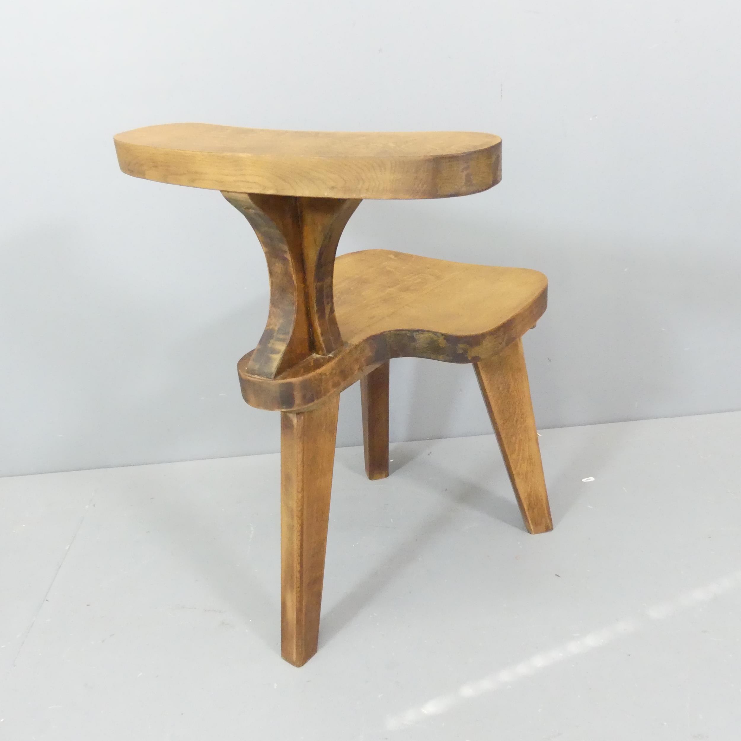 A 1960s French oak brutalist smoking or reading chair. - Image 2 of 2