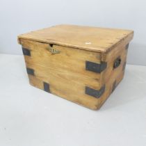 A vintage pine and metal-bound chest. 60x36x46cm.