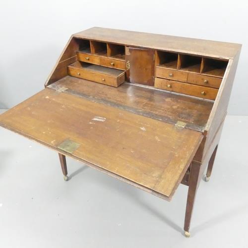 A 19th century oak bureau, the fall-front revealing a drawer fitted interior, with two long - Image 2 of 2
