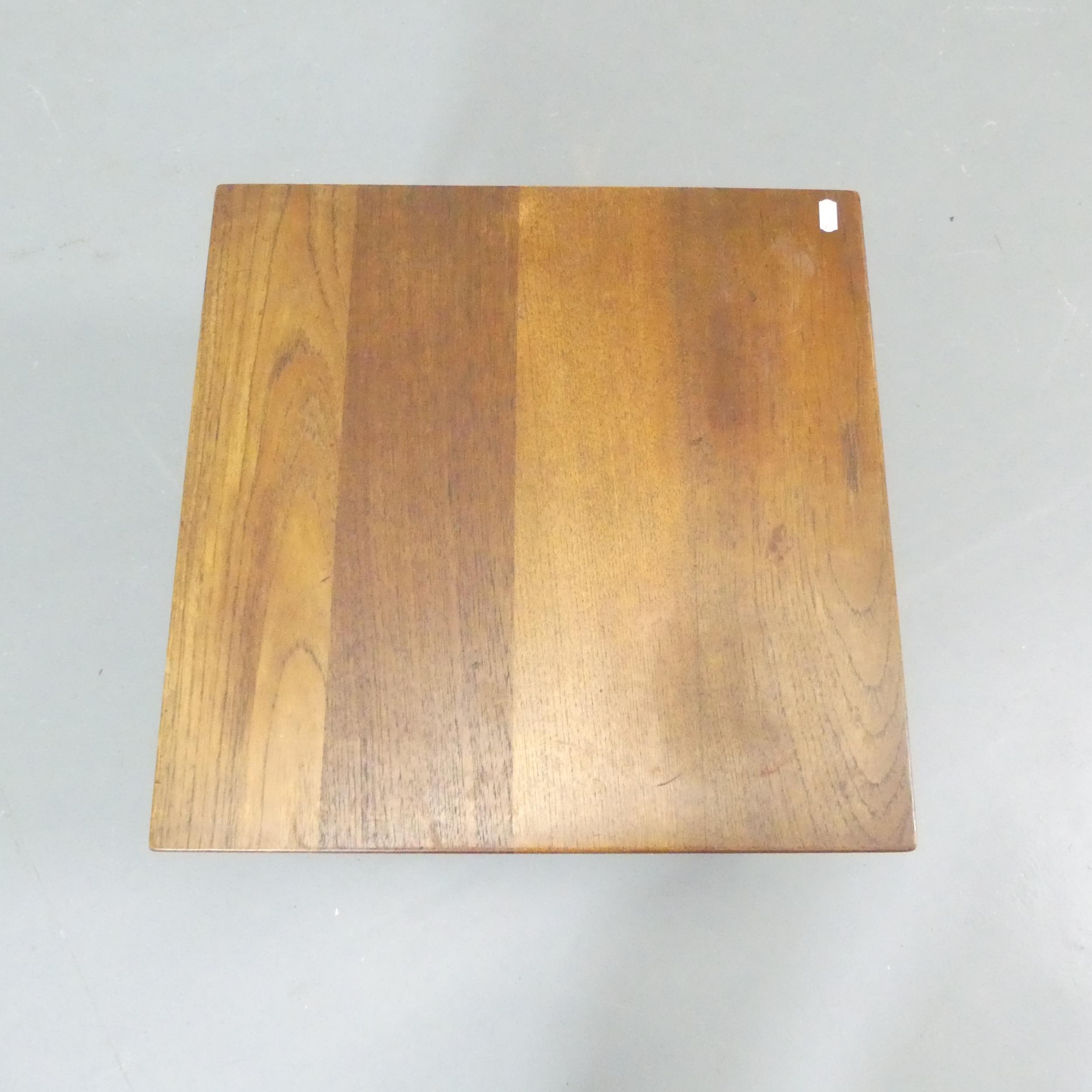 A mid-century teak side table, labelled FINN JUHL for FRANCE and SON. 46x40cm. - Image 2 of 3