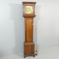 WILLIAM BASSETT, MAYFIELD - A 19th century oak cased 30 hour longcase cock, with 9 1/2" square brass