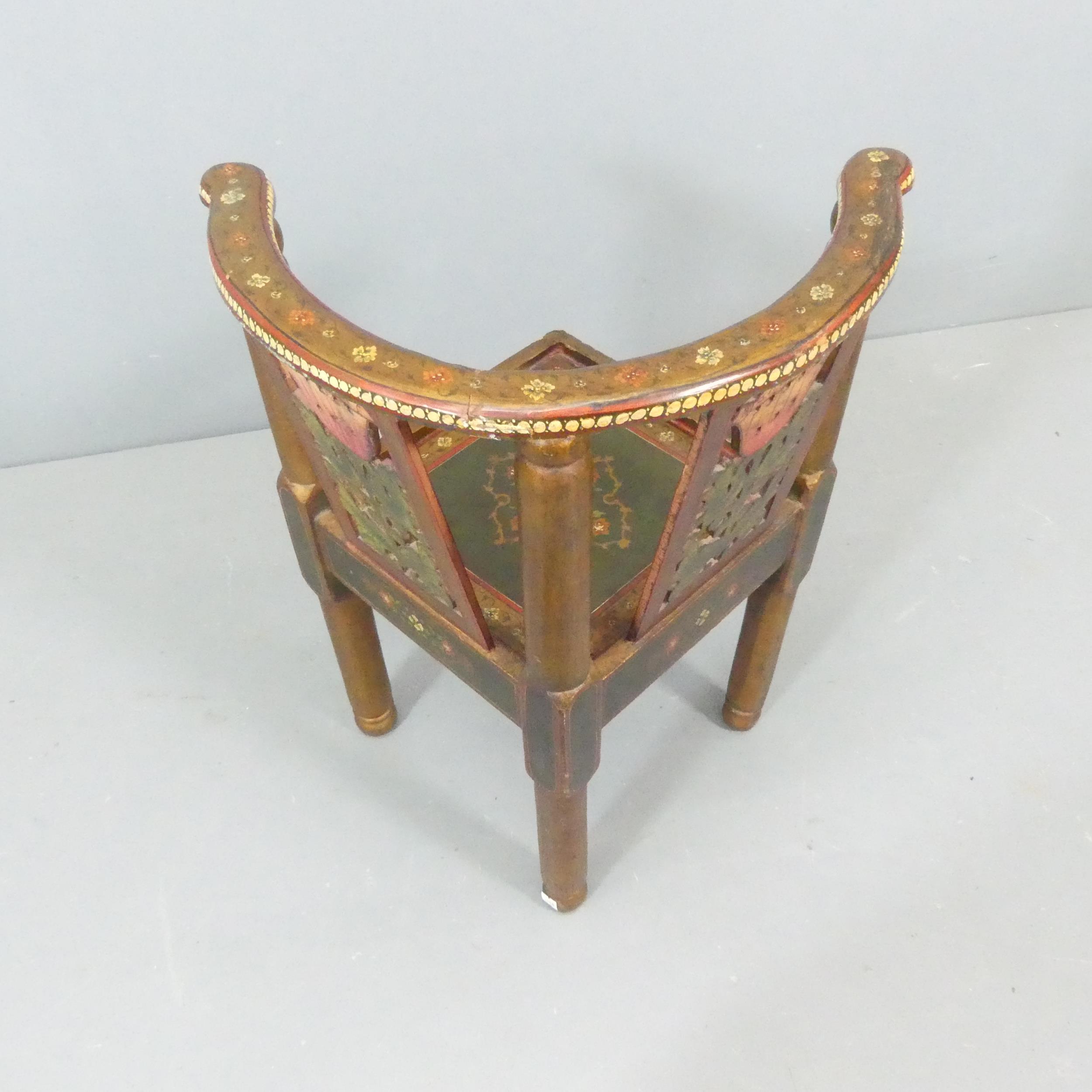 A Russian folk art painted corner chair, early 20th century. - Image 2 of 2