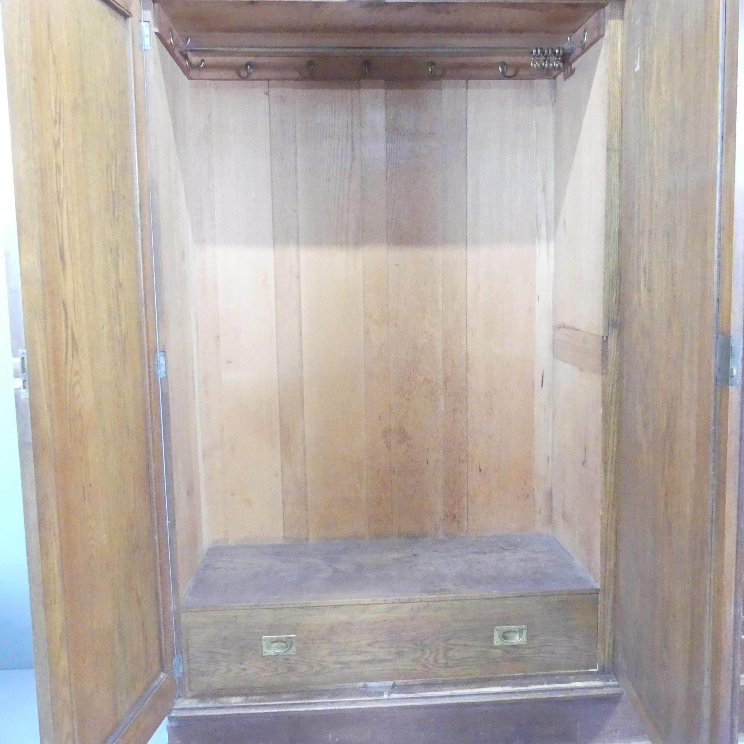 WYLIE AND LOCHHEAD - An Arts and Crafts oak triple wardrobe, possibly designed by John Ednie, with - Image 3 of 4