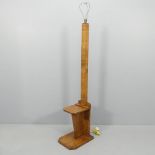 An Art Deco style burr walnut veneered standard lamp with integrated table / seat. Height to bayonet
