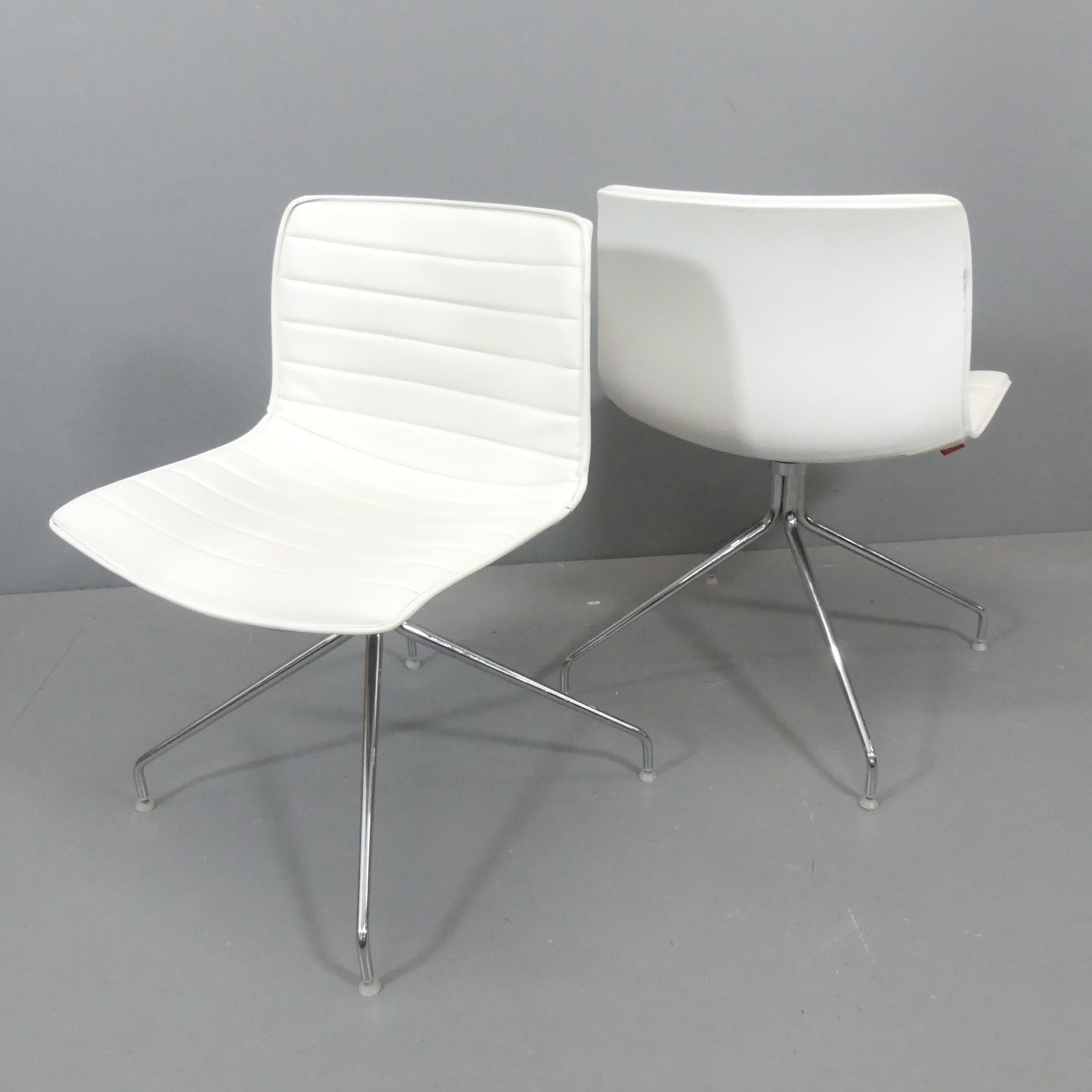 ARPER - A pair of Catifa 4 chairs in white leather, with maker's labels. - Image 2 of 3