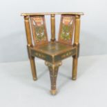 A Russian folk art painted corner chair, early 20th century.