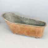 A 19th century French copper bath. 155x72x58cm.