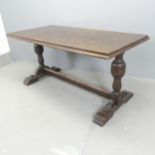 A 19th century oak refectory dining table. 152x74x76cm.