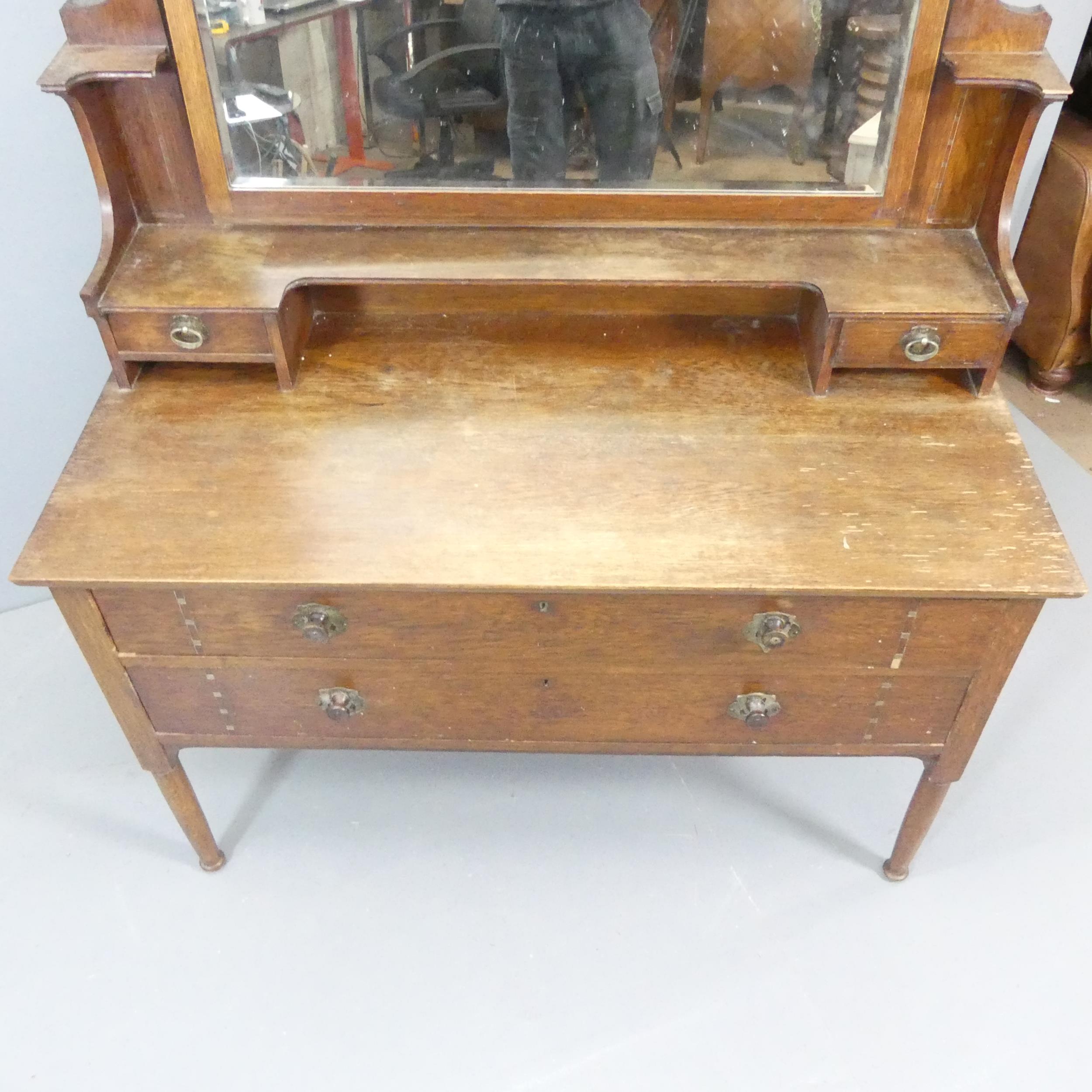 WYLIE AND LOCHHEAD - An Arts and Crafts oak dressing table, possibly designed by John Ednie, with - Image 2 of 2