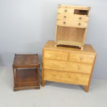 A mid-century teak chest of two short and two long drawers, 92x82x51cm, A/F, a reproduction Georgian