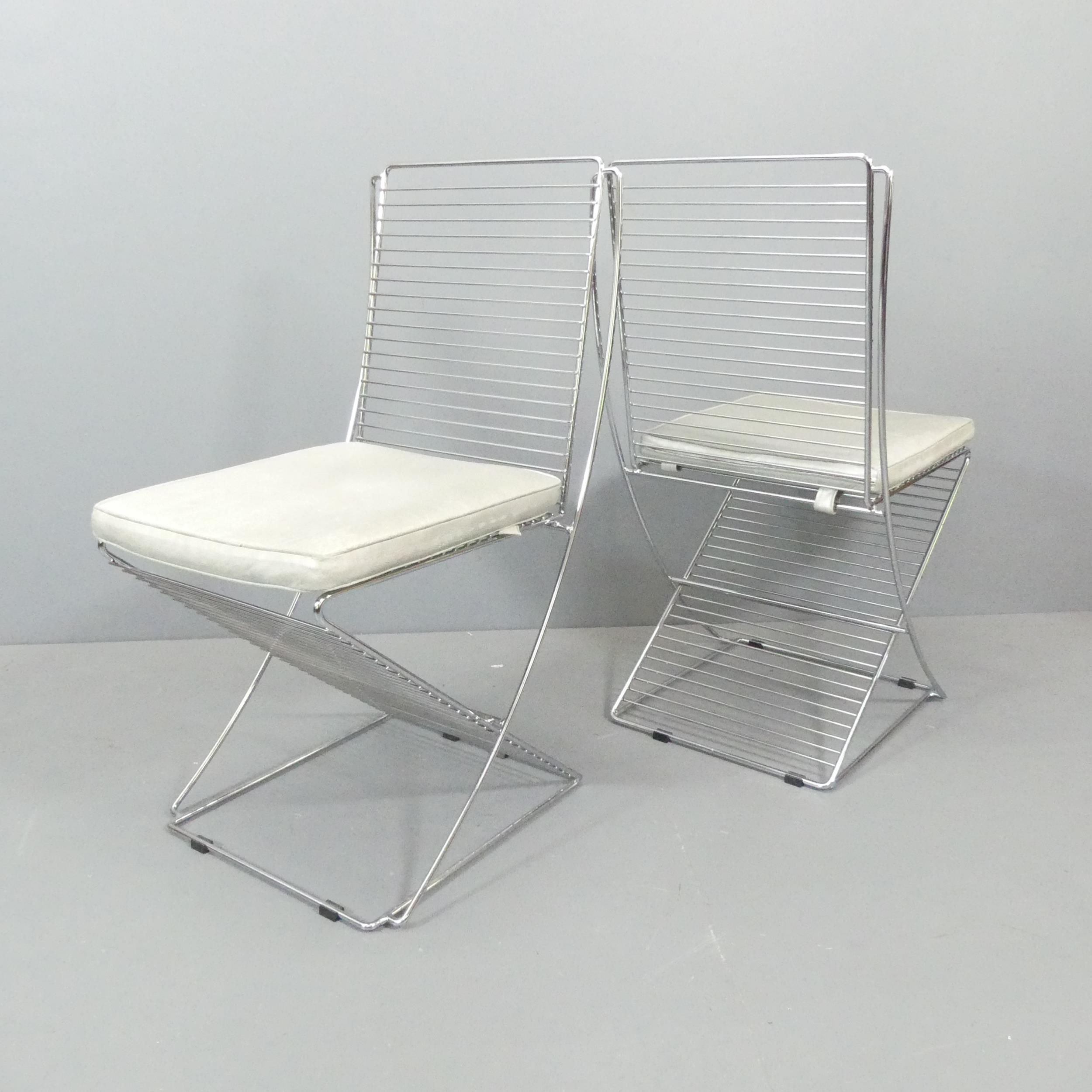 SHLUBACH - A set of 4 mid-century chrome wire chairs by Til Behrens. - Image 2 of 2