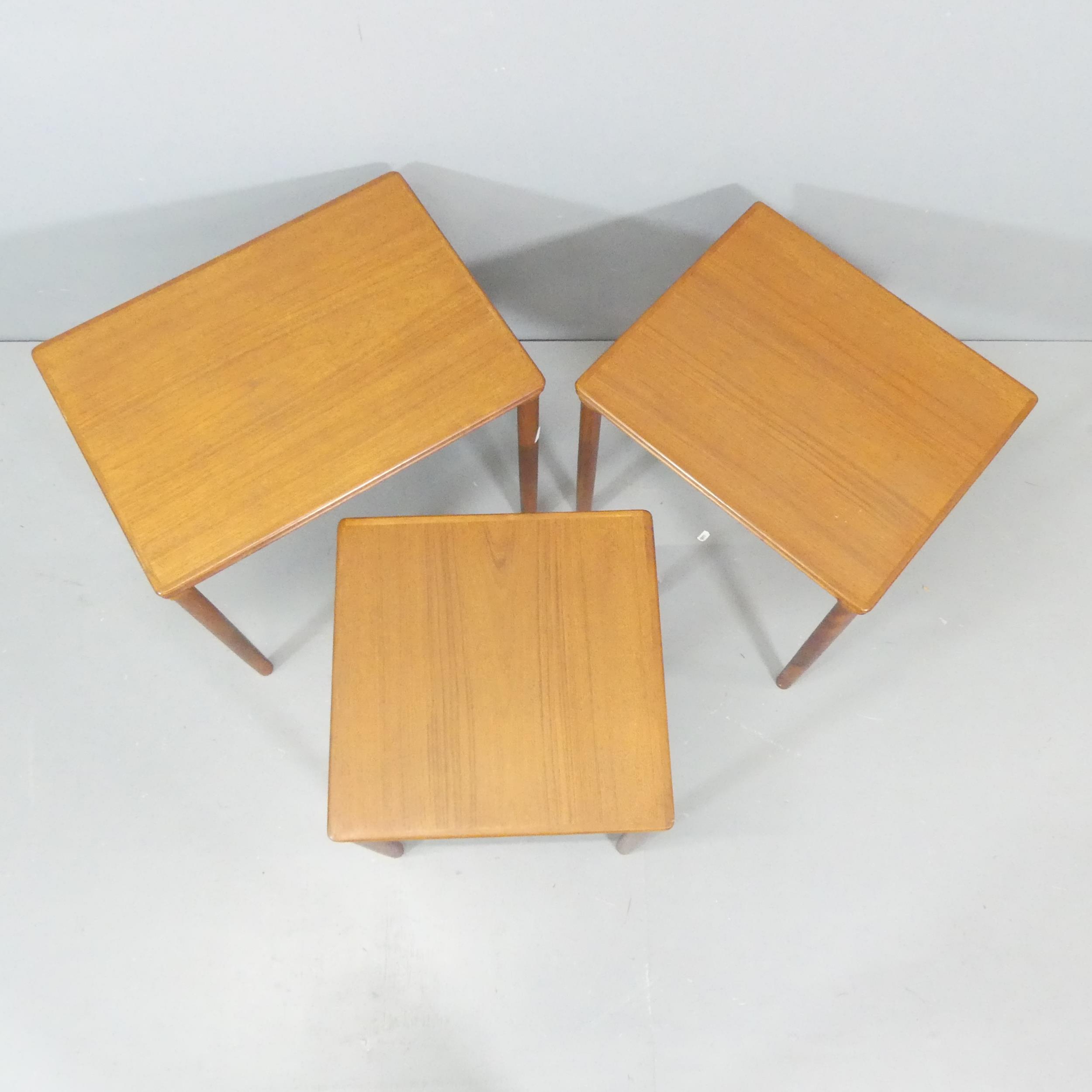 MOBELFABRIKKEN TOFTEN - A mid-century Danish Modern nest of three teak occasional tables, maker's - Image 2 of 3