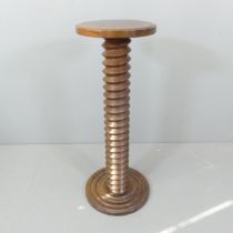 A French mahogany spiral turned pedestal. 36x99cm.