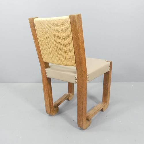 FRANCISQUE CHALEYSSIN - a 1930s French Art Deco oak chair with leather seat and rope back. - Image 2 of 2