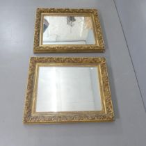 A pair of 19th century giltwood and gesso-framed rectangular wall mirrors. 73x89cm. Glass has been