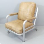 U.S CHAIRCRAFT - A 1953 US Army Medical Corps lounge chair, with aluminium frame and leather