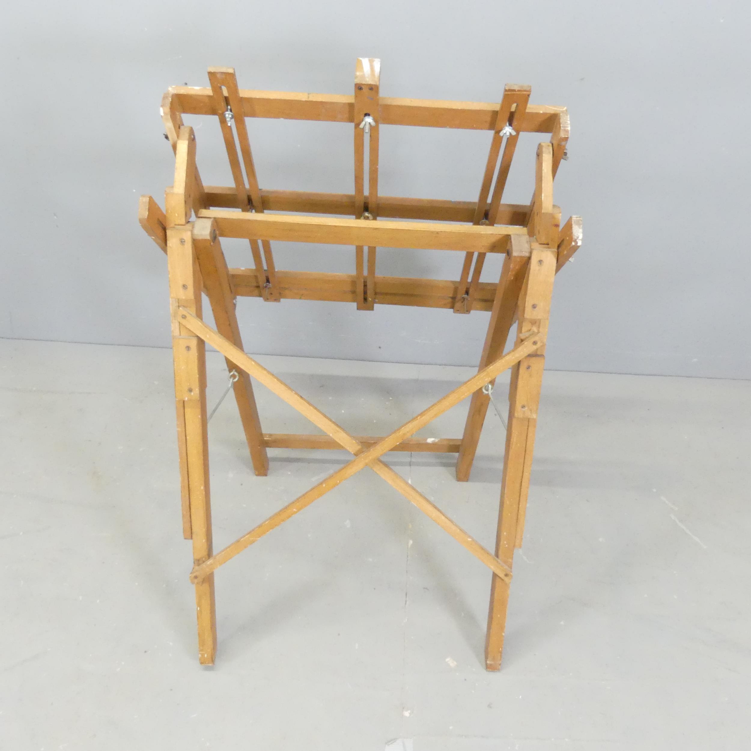 A vintage pine adjustable folding artist's easel. Height stowed 111cm. Used condition. Some wing - Image 2 of 2