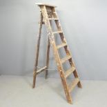 A vintage pine step ladder. Height 169cm.