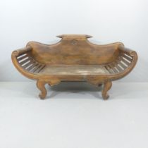 An Anglo-Indian hardwood bench / window seat. 139x73x50cm.