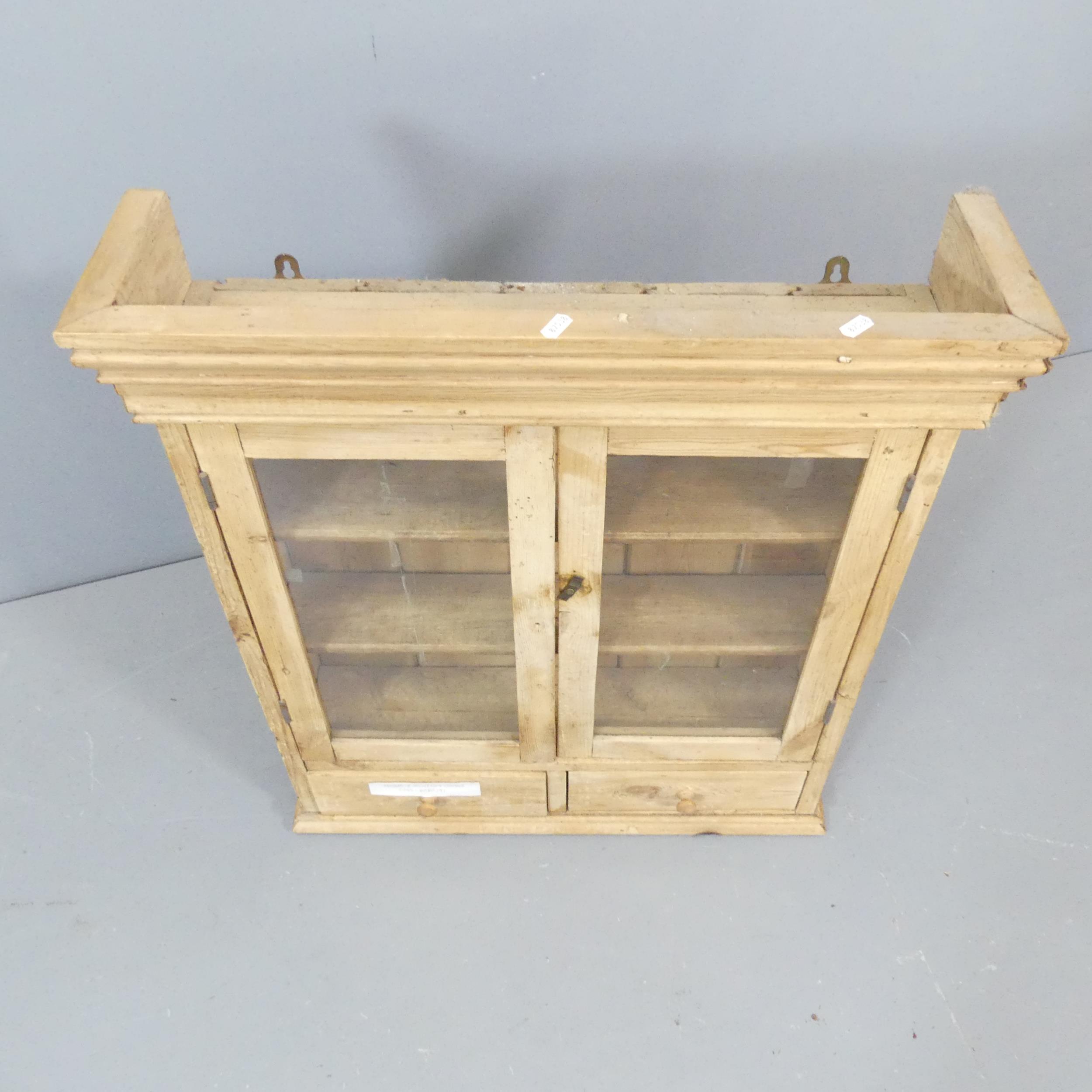 A vintage pine hanging cabinet. 67x77x18cm. - Image 2 of 2
