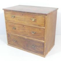 A 19th century mahogany chest of three long drawers. 90x78x53cm. Used condition. Marks and