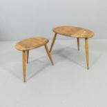 ERCOL - 2 nesting pebble tables. Largest - 50x36x34cm. These are likely tables 2 and 3, missing