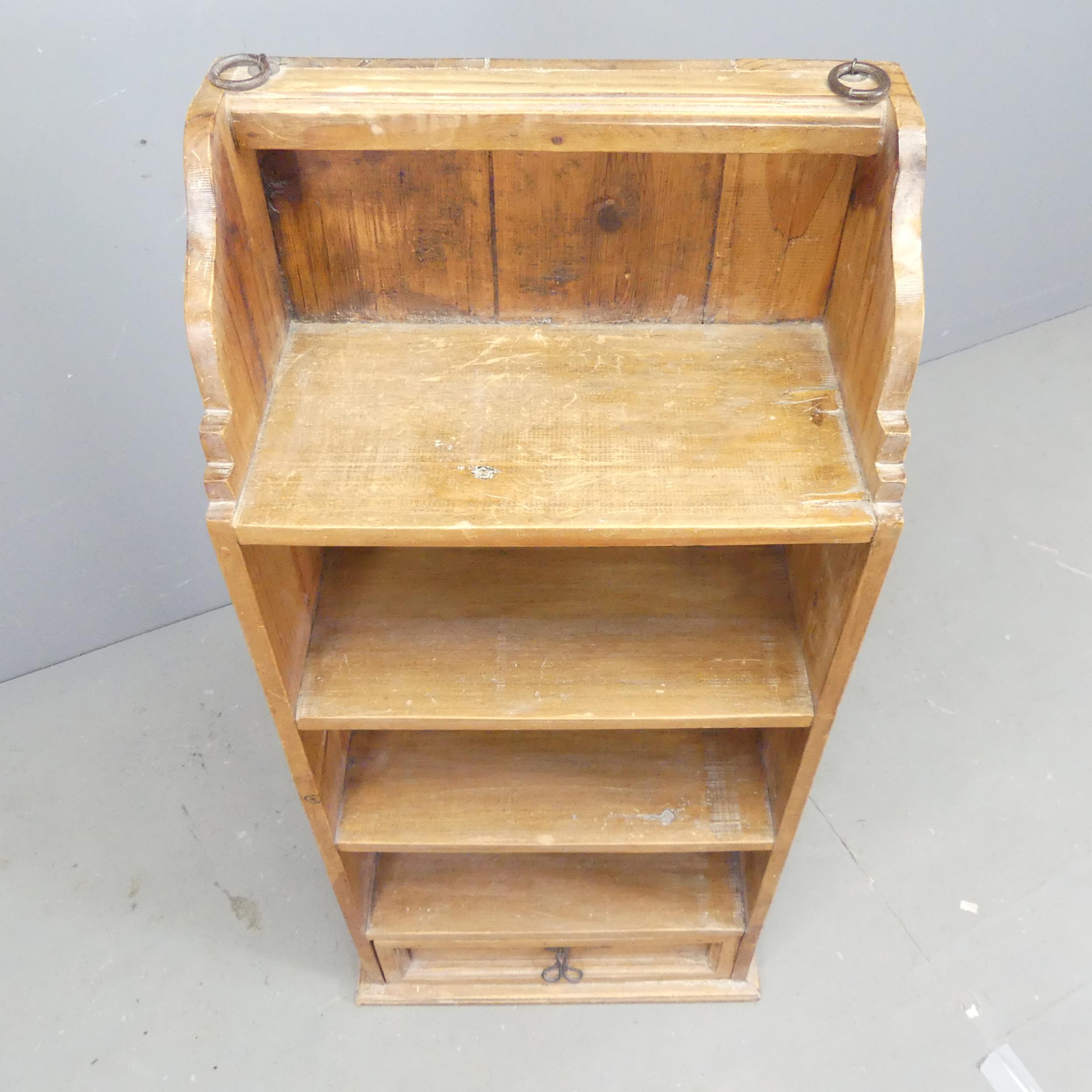 A modern pine open bookcase, with four fixed shelves and drawer under. 47x105x26cm. - Image 2 of 2