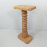 A French elm spiral turned column, with rectangular table top and base. 46x94x31cm.