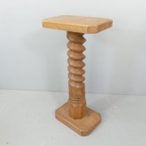 A French elm spiral turned column, with rectangular table top and base. 46x94x31cm.