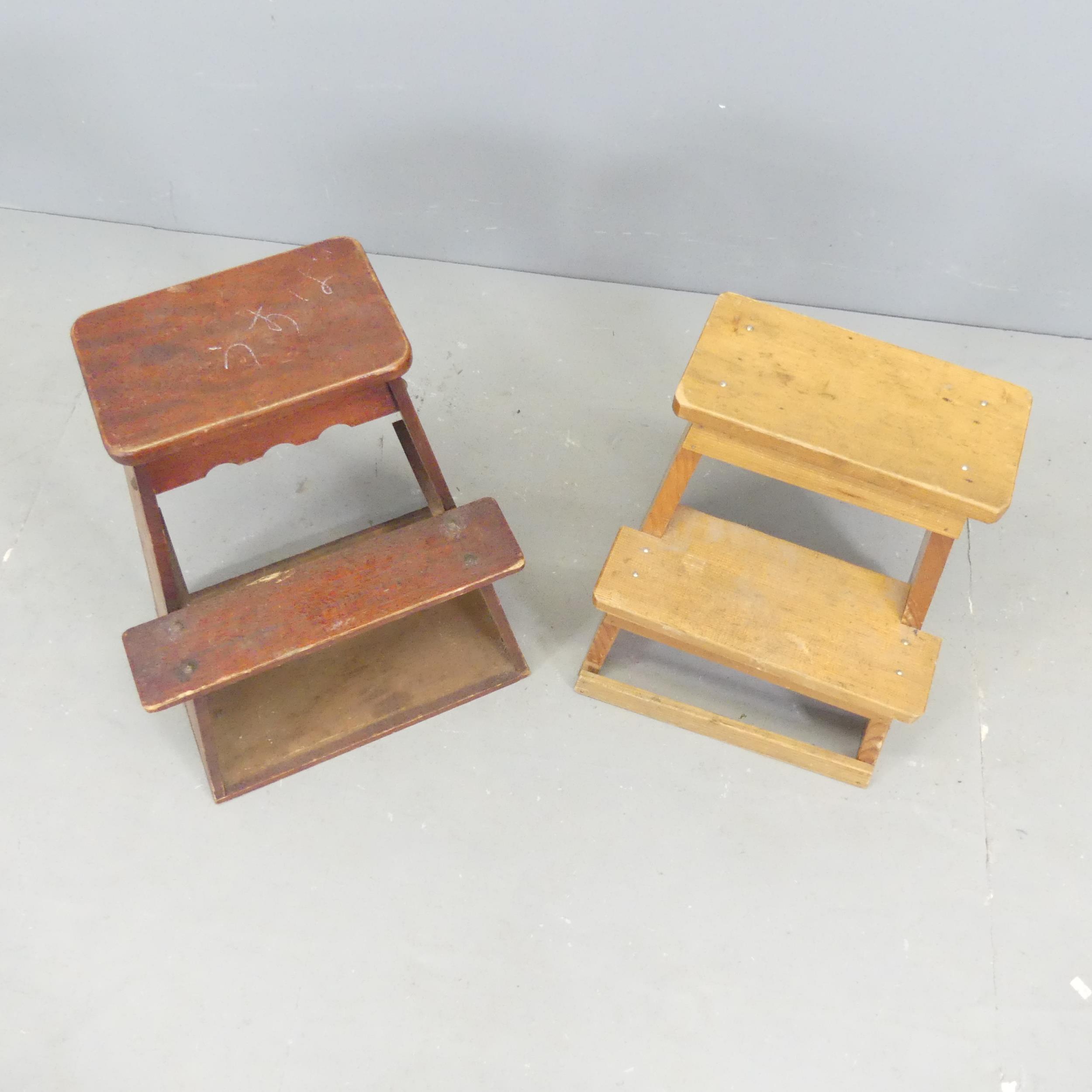 Two similar Japanese step stools. Tallest 39x64x27cm. No character marks. One constructed of - Image 2 of 2