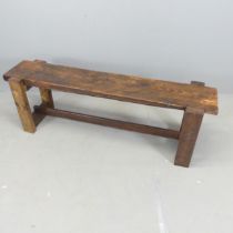 A hand-made stained pine garden bench, by Clive Fredriksson. 153x50x37cm.