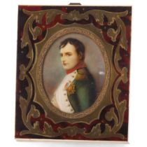 Miniature portrait of Napoleon Bonaparte, watercolour on ivory, unsigned, in original