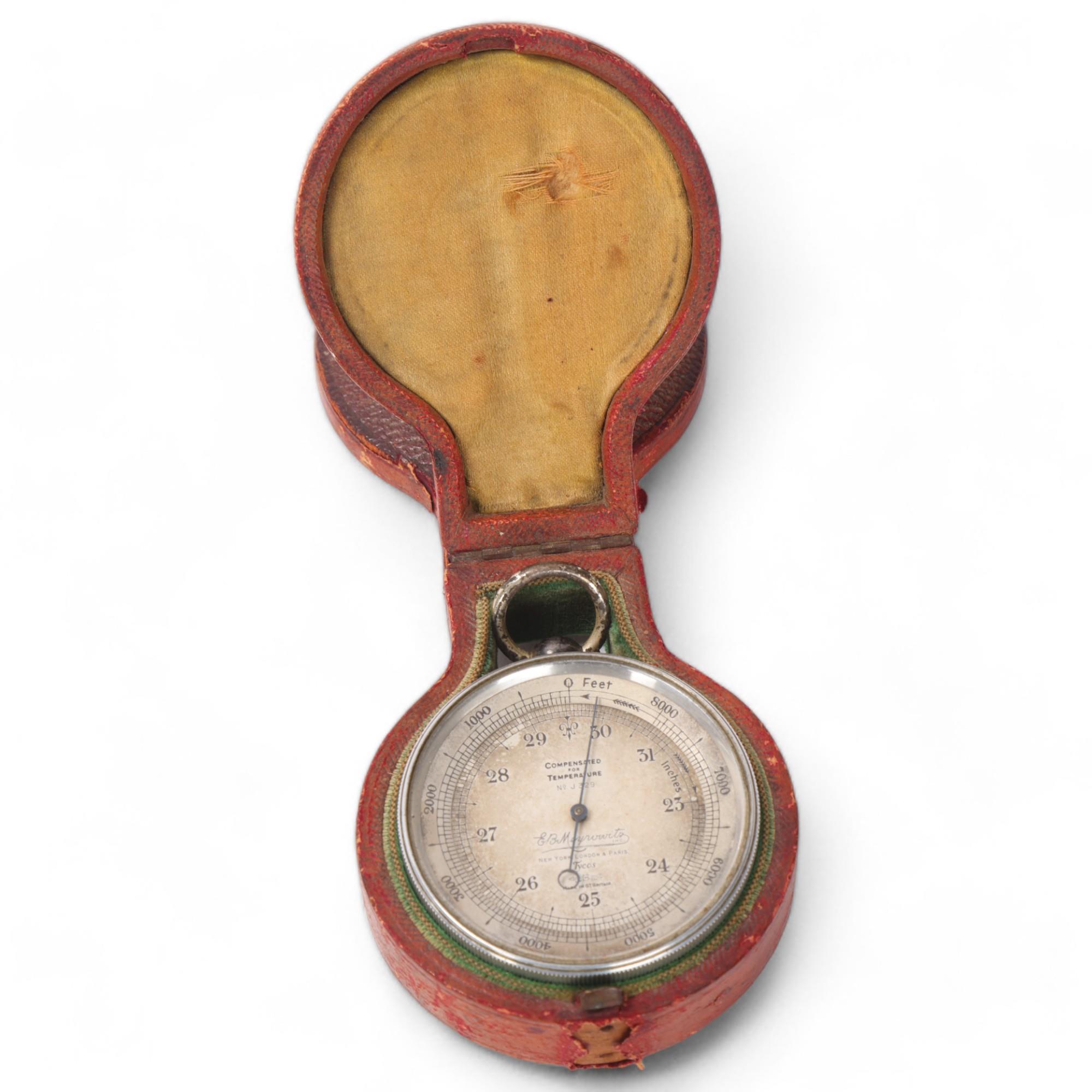 A combination travelling pocket double-sided barometer thermometer and compass, by Meyrowitz of