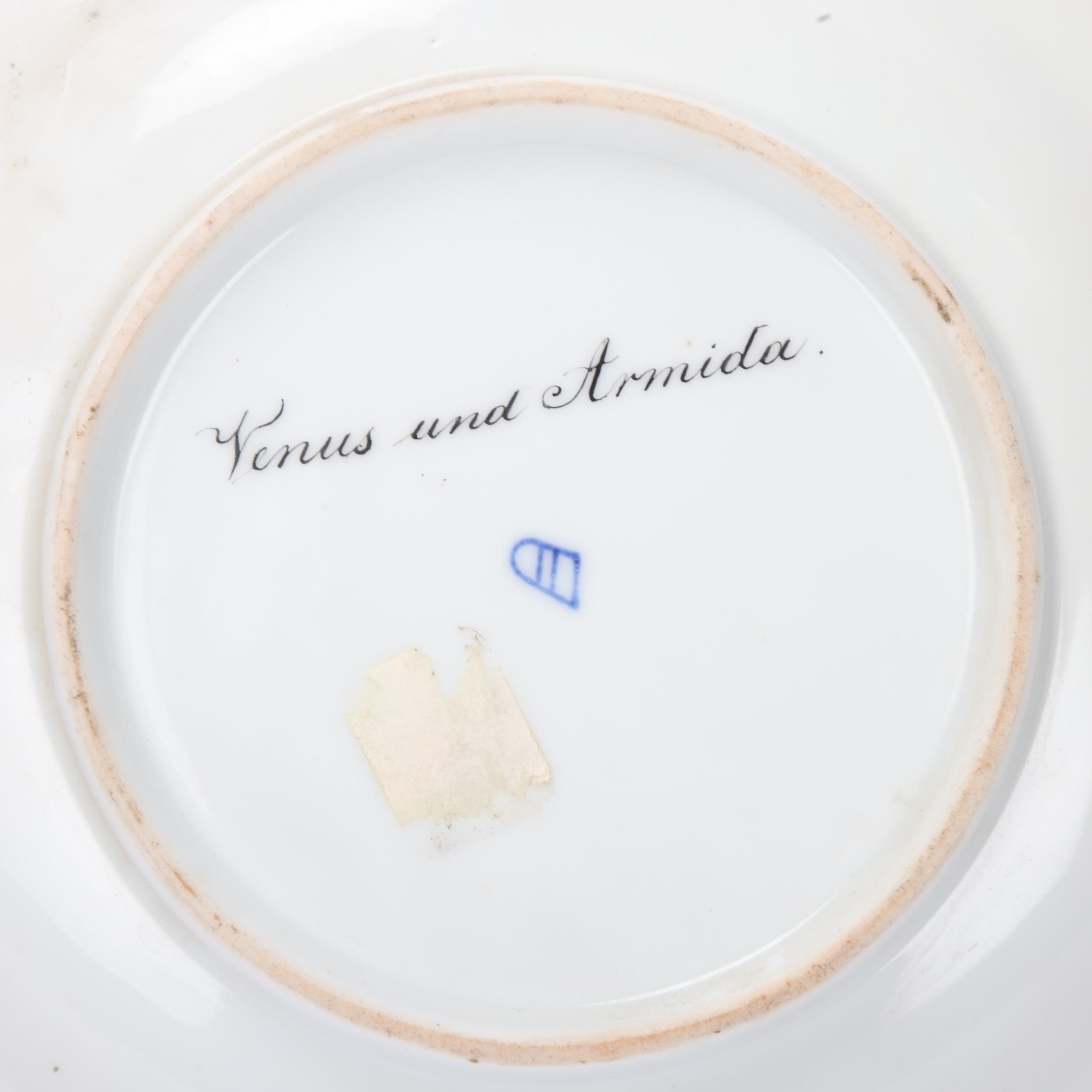 A Vienna porcelain plate depicting Venus and Armida, gilded border, diameter 24.5cm Very good - Image 3 of 3