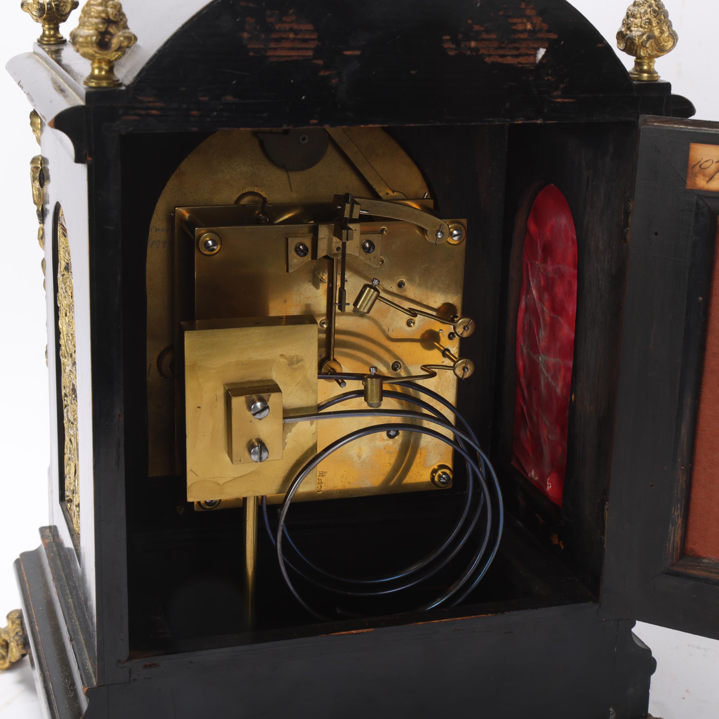 A Victorian ebonised dome-top bracket clock in Georgian style, with gilt-bronze mounts, 8-day - Image 3 of 3
