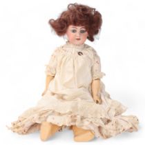 A bisque porcelain-headed girl doll, by Simon & Halbig, with dimple chin, length 46cm