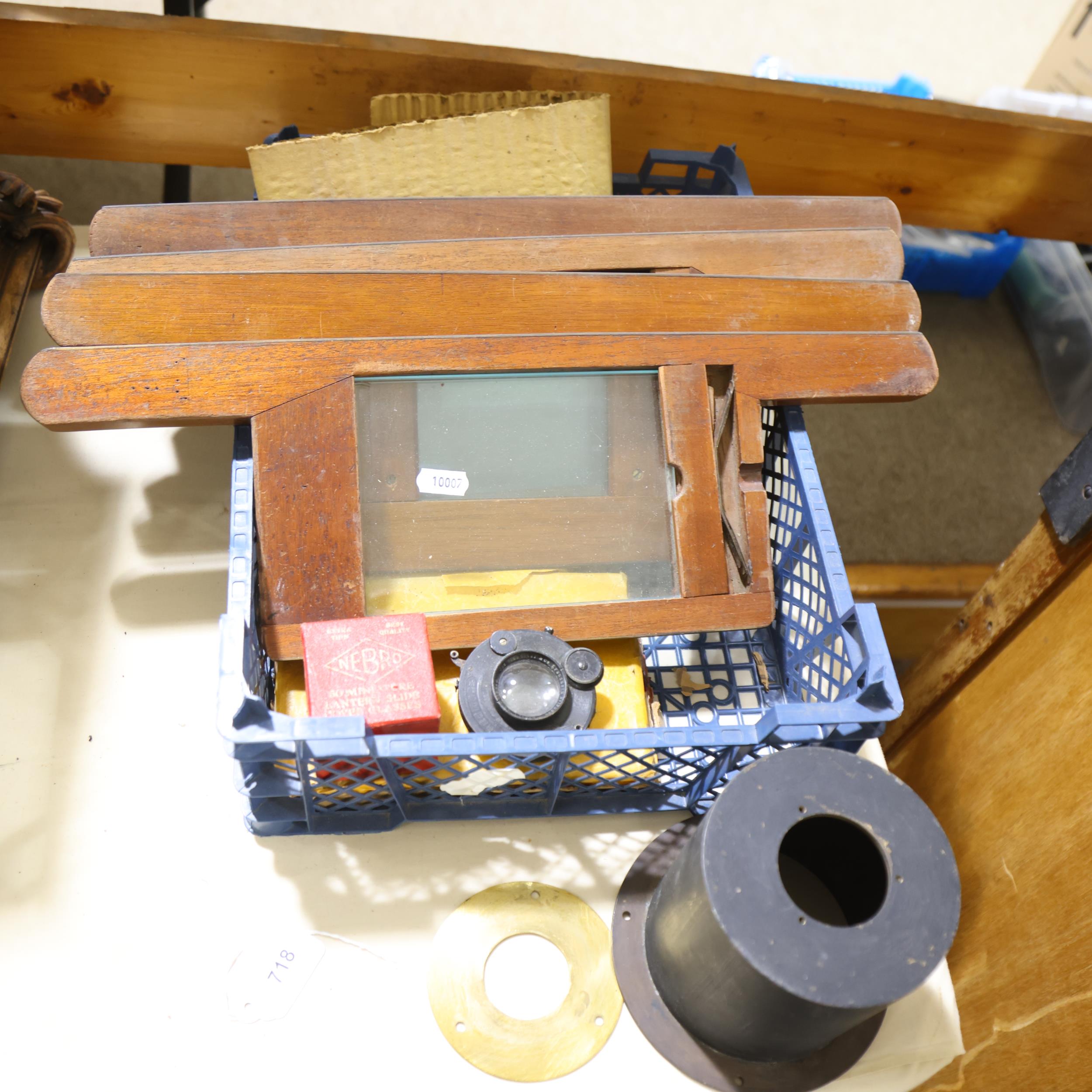 A large Victorian floor standing studio camera, mahogany and brass, with inter-changeable plate - Image 8 of 10