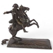 Napoleon Bonaparte on horseback, 19th century bronze sculpture, unsigned, base length 27cm Horse