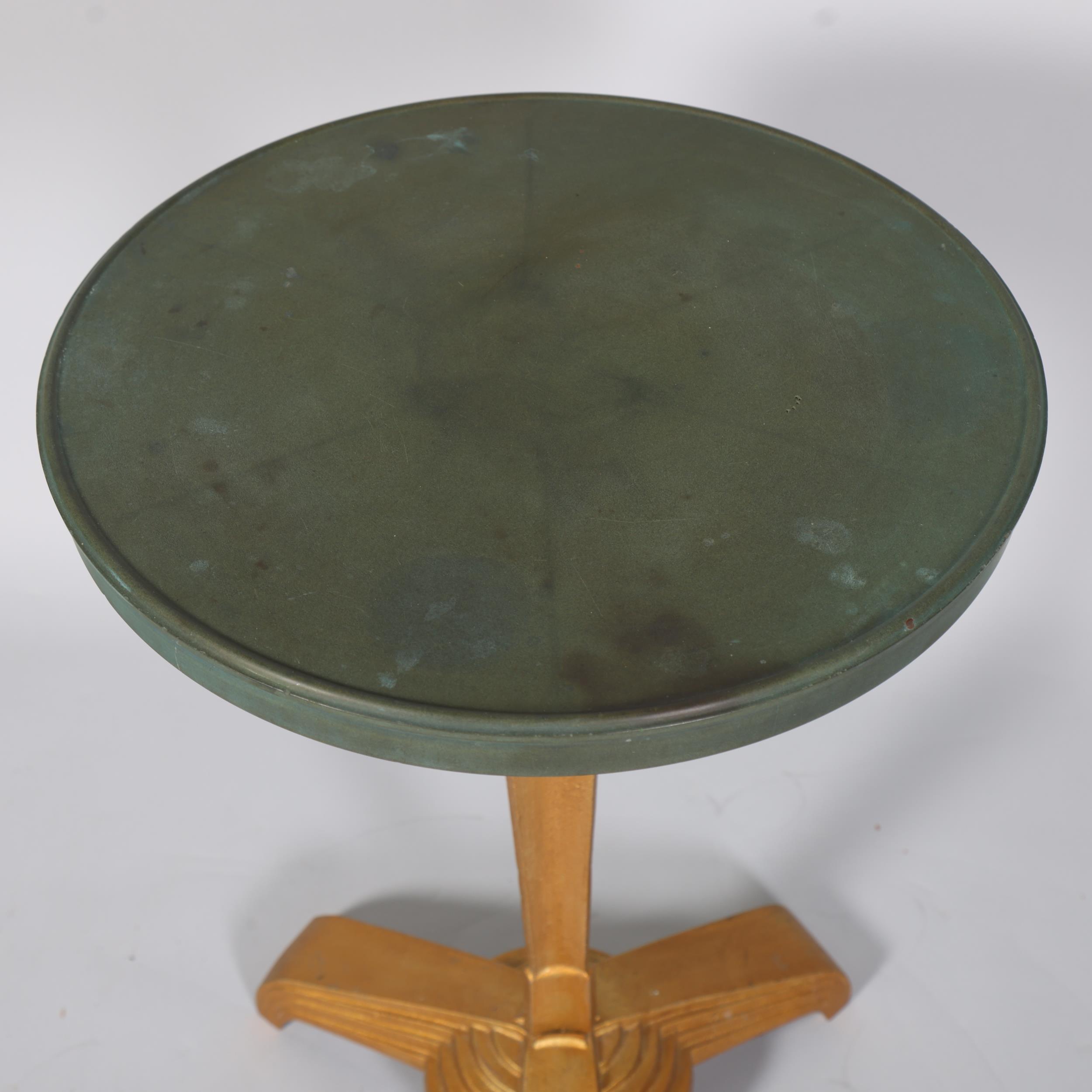 French Art Deco salon table, circa 1930, gilded cast-iron base stamped LV (LOUIS VUITTON), - Image 3 of 5