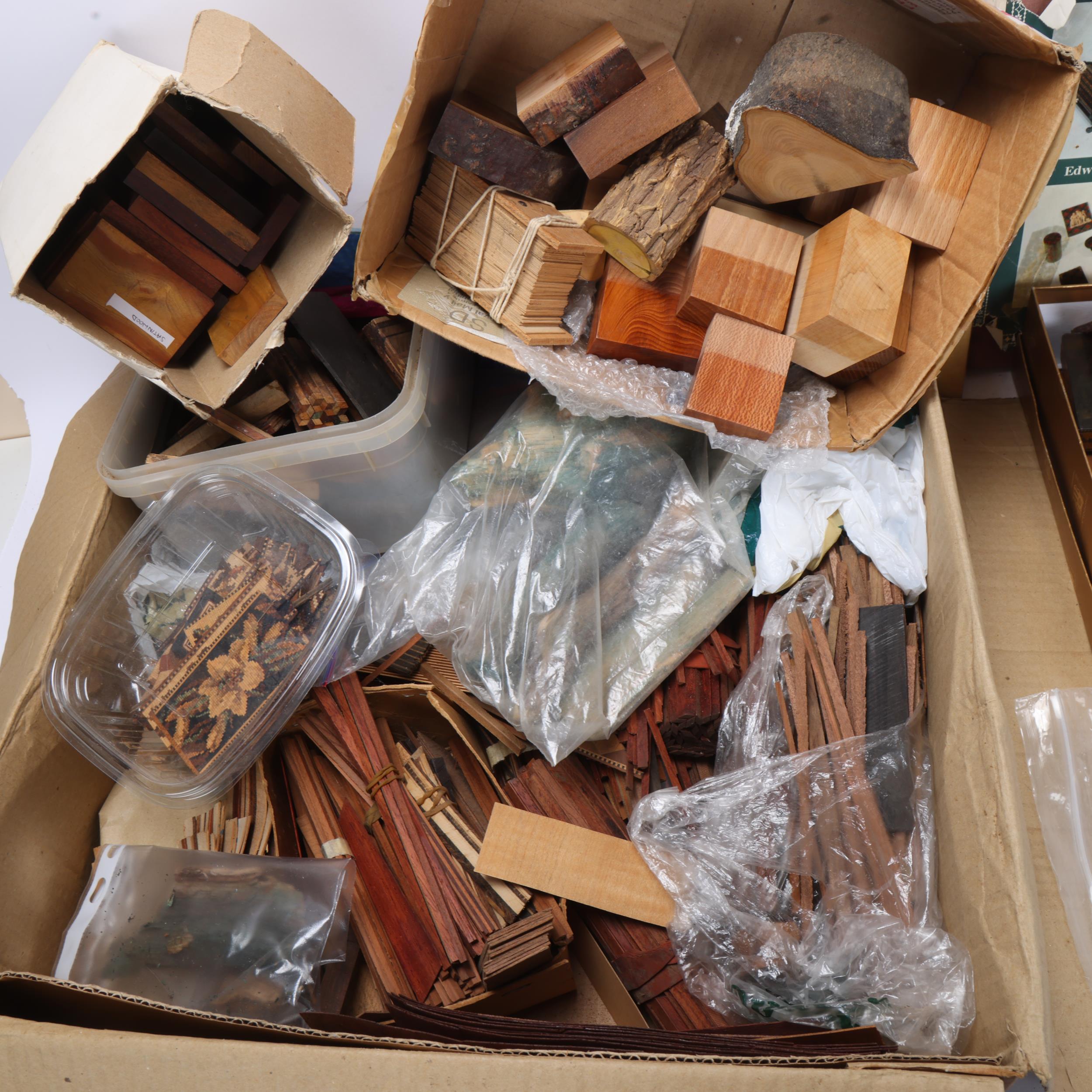 A large collection of Tunbridge Ware spare parts, including unused blocks, slices and veneers for - Image 2 of 3