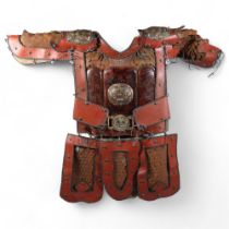 Chinese armour, brass metal and simulated leather