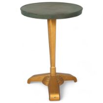 French Art Deco salon table, circa 1930, gilded cast-iron base stamped LV (LOUIS VUITTON),