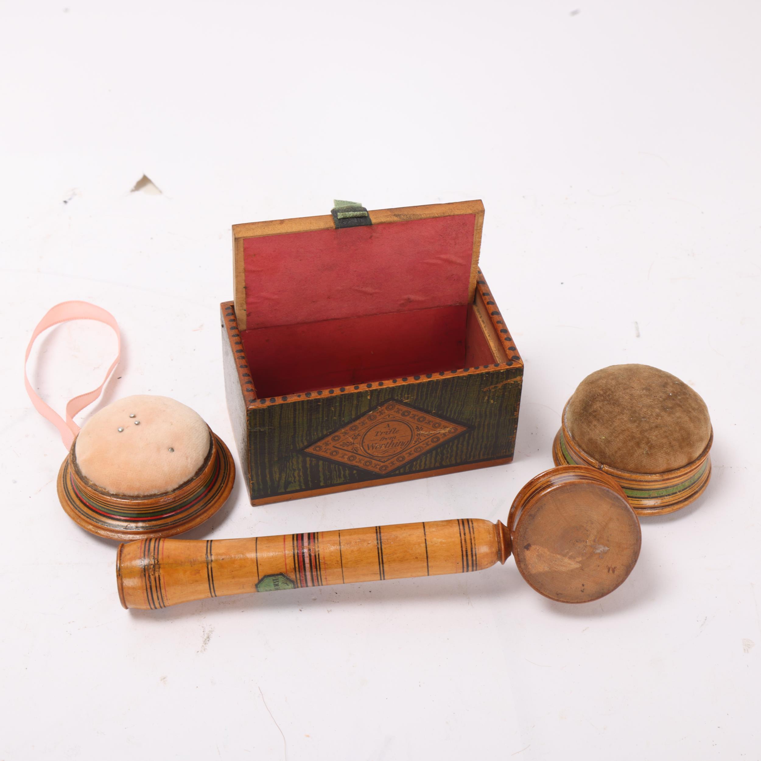 A group of 4 early 19th century Whitewood items, comprising a travelling chamber stick labelled "A - Image 3 of 3