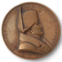 Bronze relief medallion commemorating 3rd Anniversary of the Revolution of July 1850, diameter