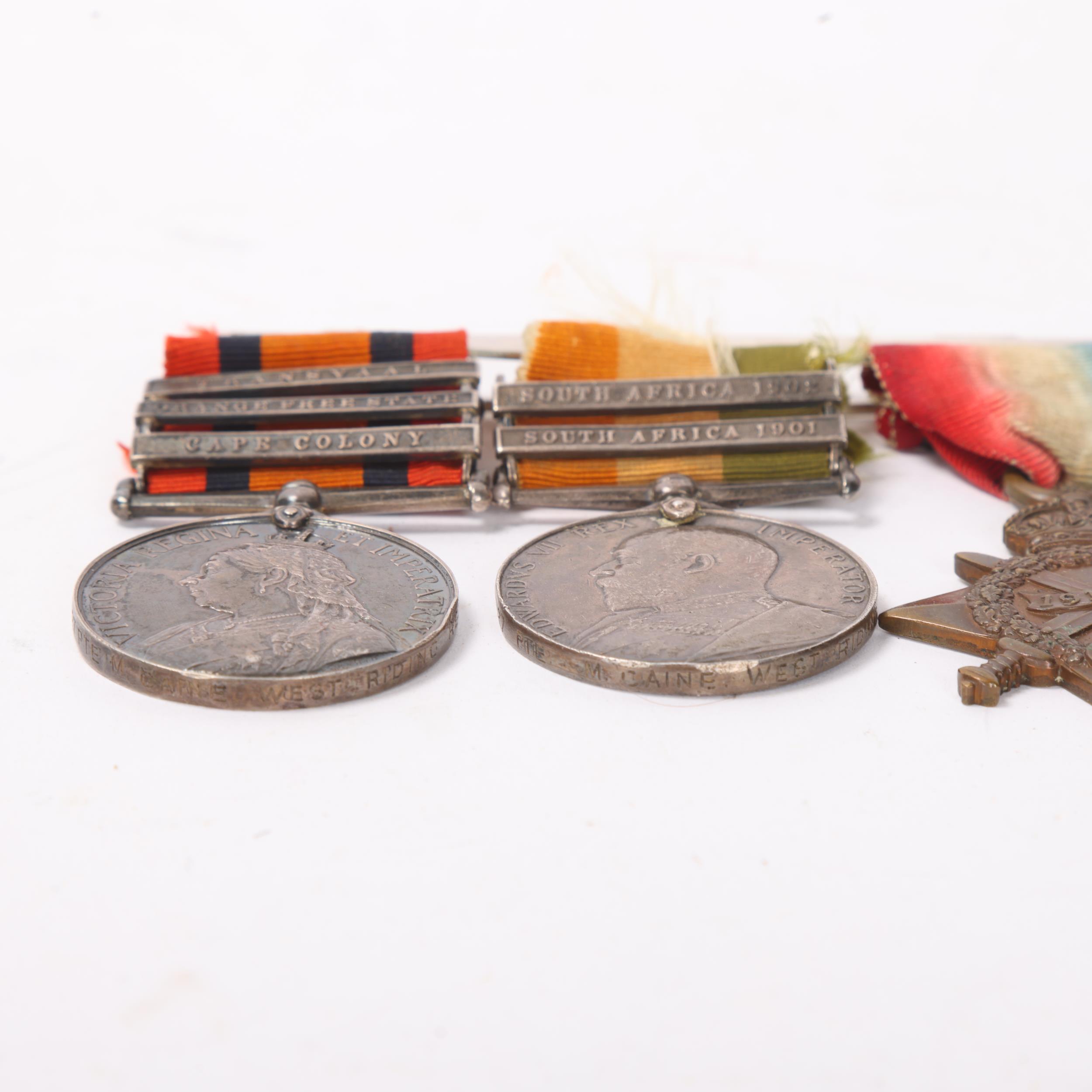 A group of 3 South Africa and Great War medals to 2740 Pte M Caine, West Riding Regiment, comprising - Bild 2 aus 3