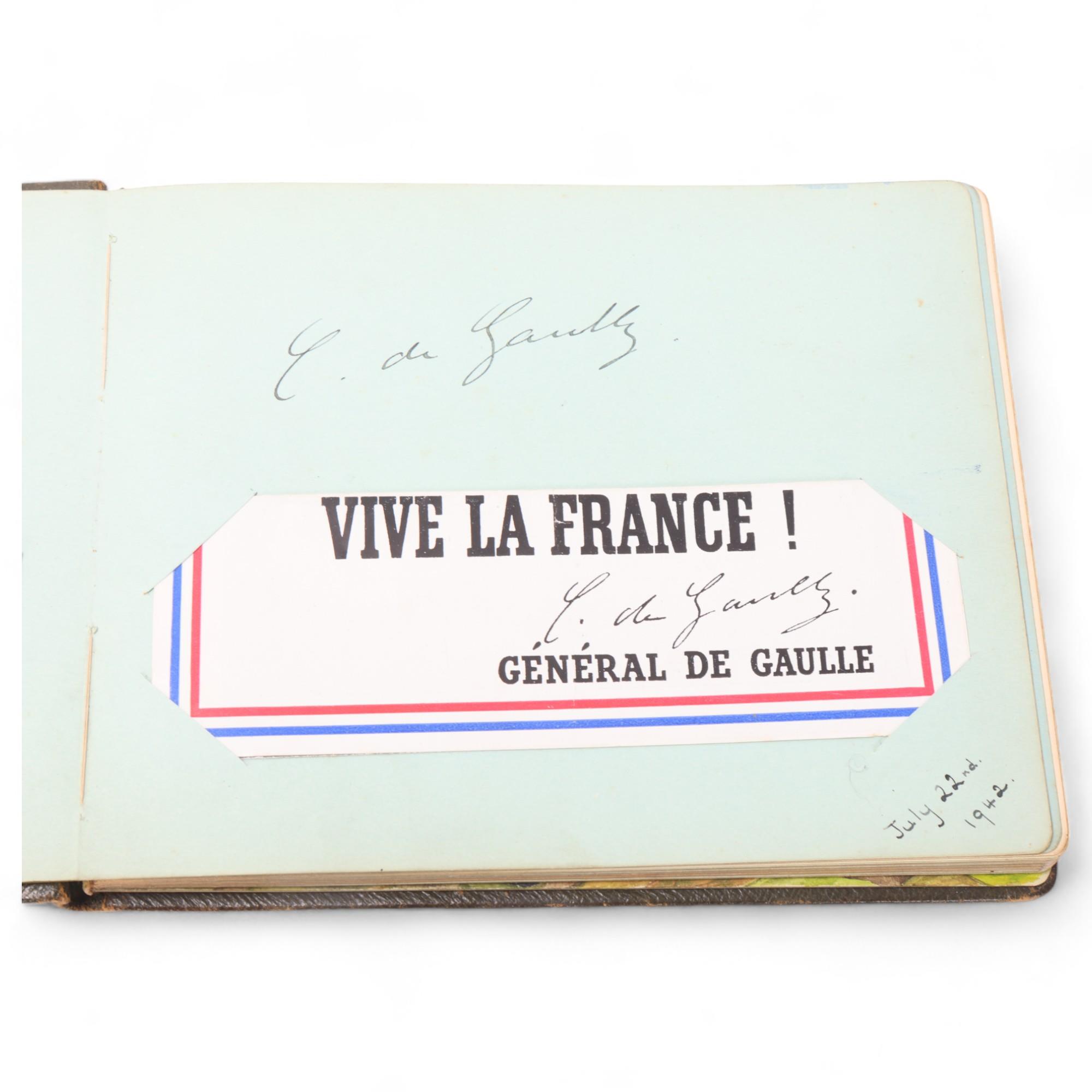 Charles de Gaulle (1890 - 1970), original autograph dated July 22nd 1942, in leather autograph