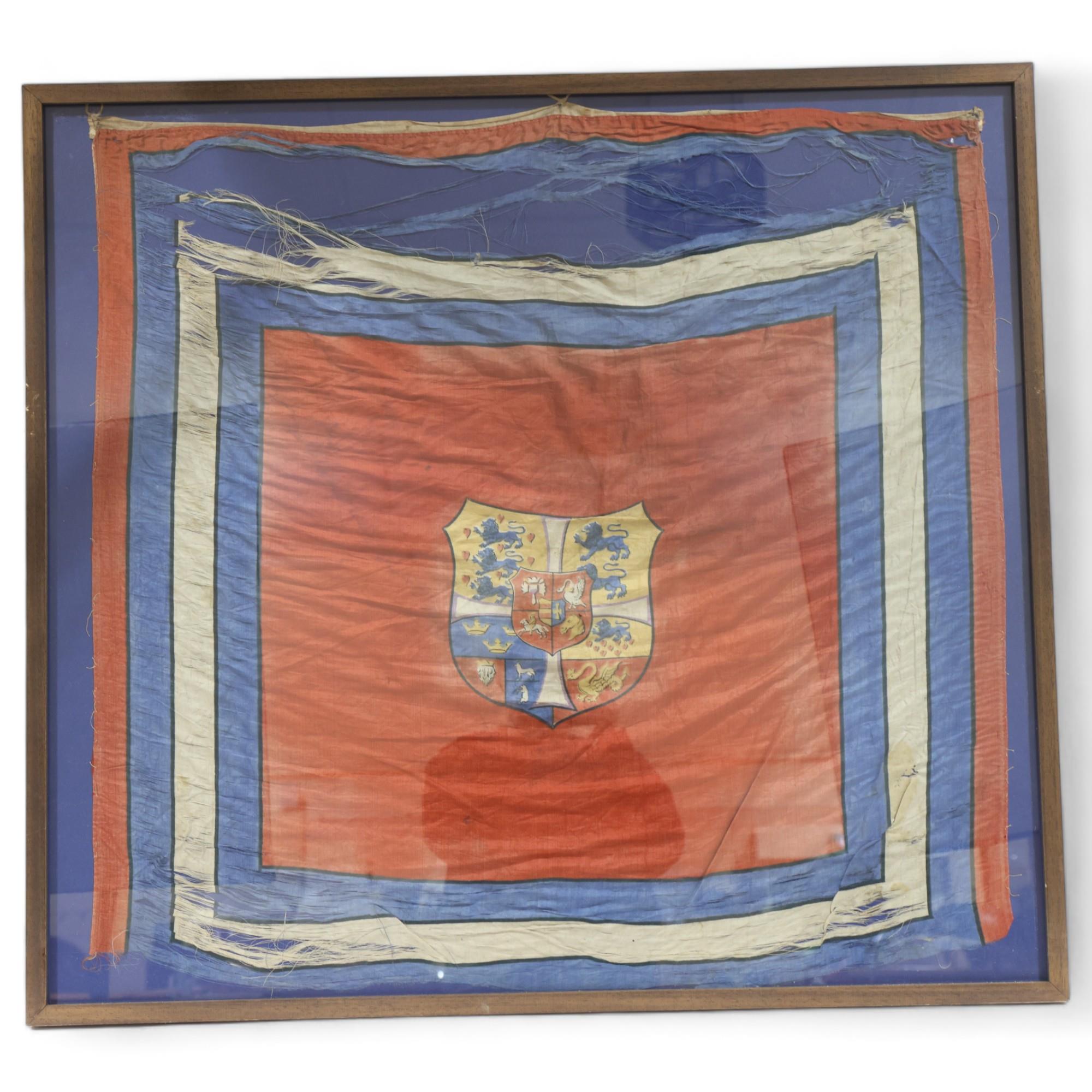 A Greek Royal Standard, in modern frame, overall frame dimensions 77cm x 77cm