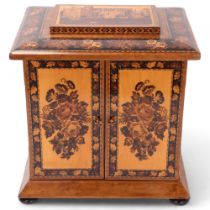 A fine quality 19th century Tunbridge Ware table cabinet, the lid depicting a view of the Solar